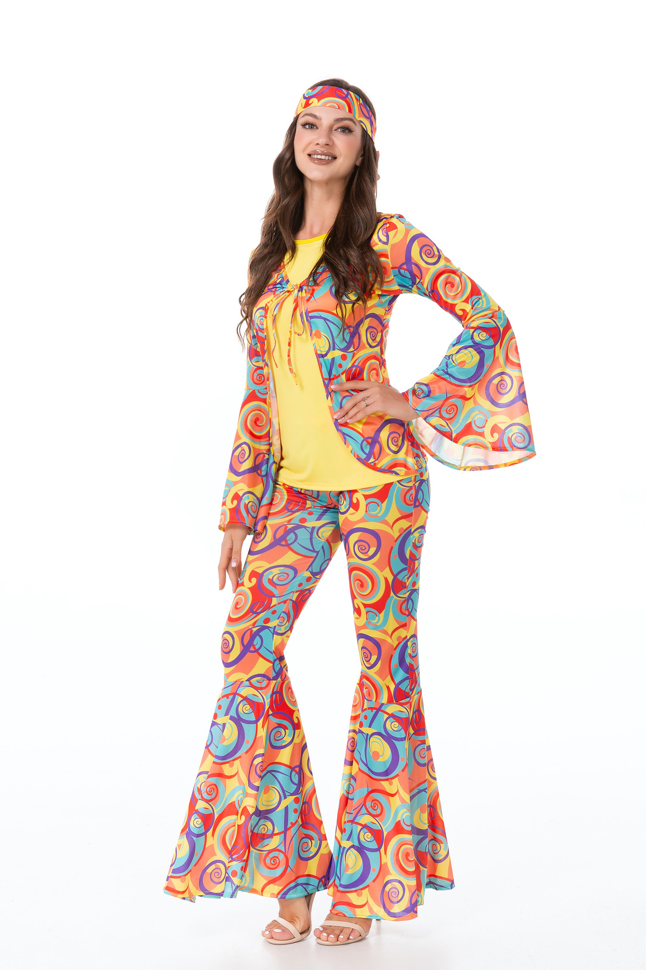 70s Retro Hippie Costume Set Halloween Disco Dance Performance Adult Costume